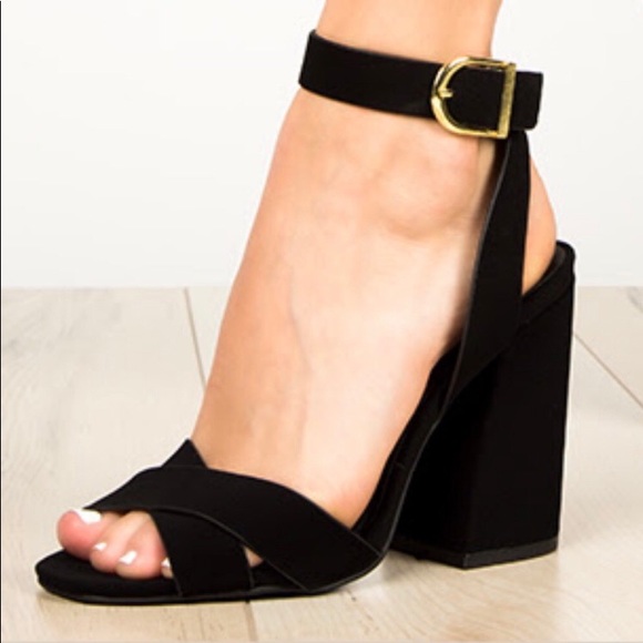 Qupid Shoes - Qupid Vegan Peep Toe Block Heeled Shoes